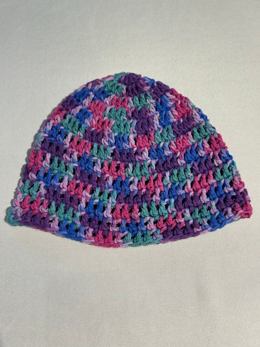 Handmade Crochet Beanie Hat Multicolor OS